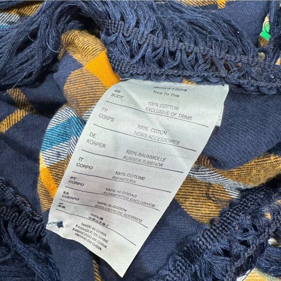 Volcom Yellow Blue Plaid Poncho Top Women’s XS/Small - Picture 3 of 3